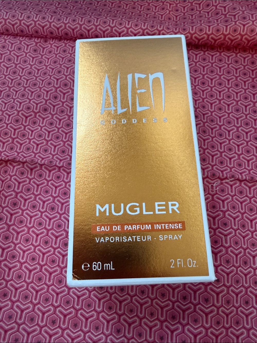 *NIB 2oz* Mugler Alien Goddess Metallic Gold Box with White Logo